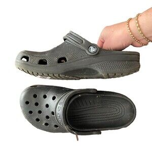 Crocs Classic Unisex Youth Black Clogs 5-7 Slider Sandals Straps Comfort Flats